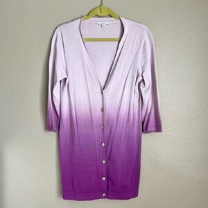 Isaac Mizrahi Purple Dip Dye Ombre Cardigan